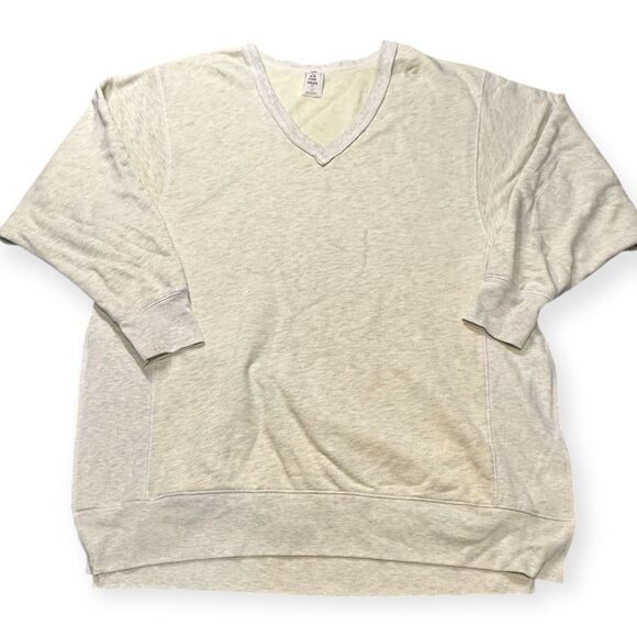 WE THE FREE Women’s Heather Yellow Long Sleeve V-Neck Sweatshirt Size Large - Picture 1 of 6